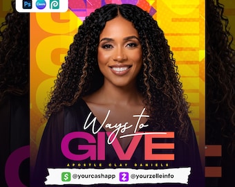 Ways to Give Flyer | Editable Canva & Photoshop PSD | Church Donation | Tithes and Offering Design