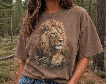 Vintage Löwe-Shirt, Grafik-T-Shirt der wild lebenden Tiere, Löwe-Liebhaber-Geschenk, Safari-Tier-T-Shirt, Natur inspiriertes T-Stück, Retro Löwe-Kunst, Zoo-Tierhemd