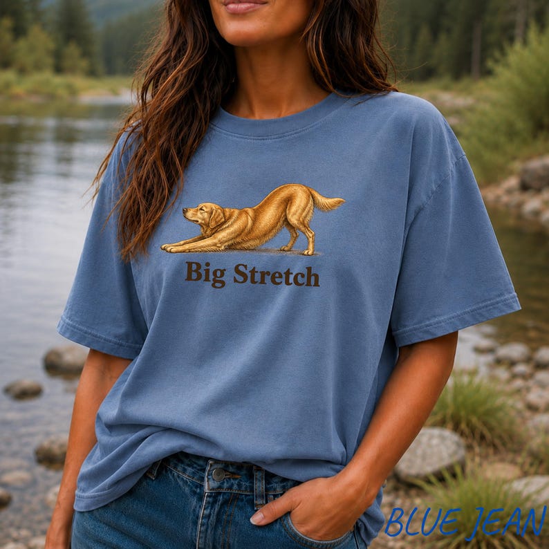 Big Stretch Golden Retriever Comfort Colors Shirt, Funny Stretching Lab Dog T-Shirt, Chocolate Lab Lover Gift, Vintage Dog image 8