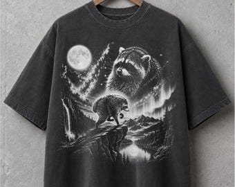 Vintage Jimothy Raccoon Shirt, Seattle Feral Legend Comfort Colors Tee, Retro Moon Graphic Tshirt, Funny Trash Panda Cottagecore Animal