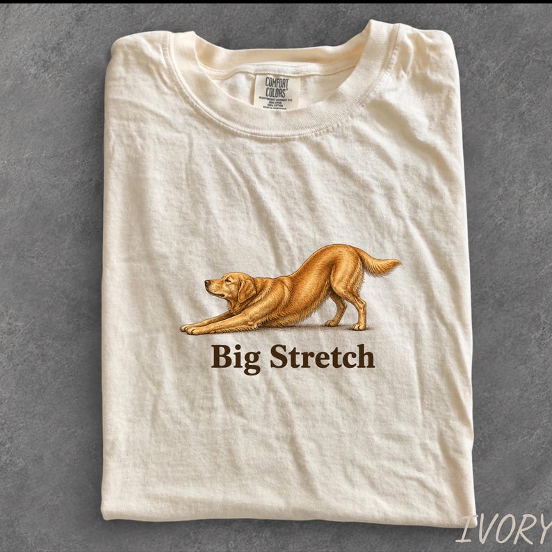 Big Stretch Golden Retriever Comfort Colors Shirt, Funny Stretching Lab Dog T-Shirt, Chocolate Lab Lover Gift, Vintage Dog image 1