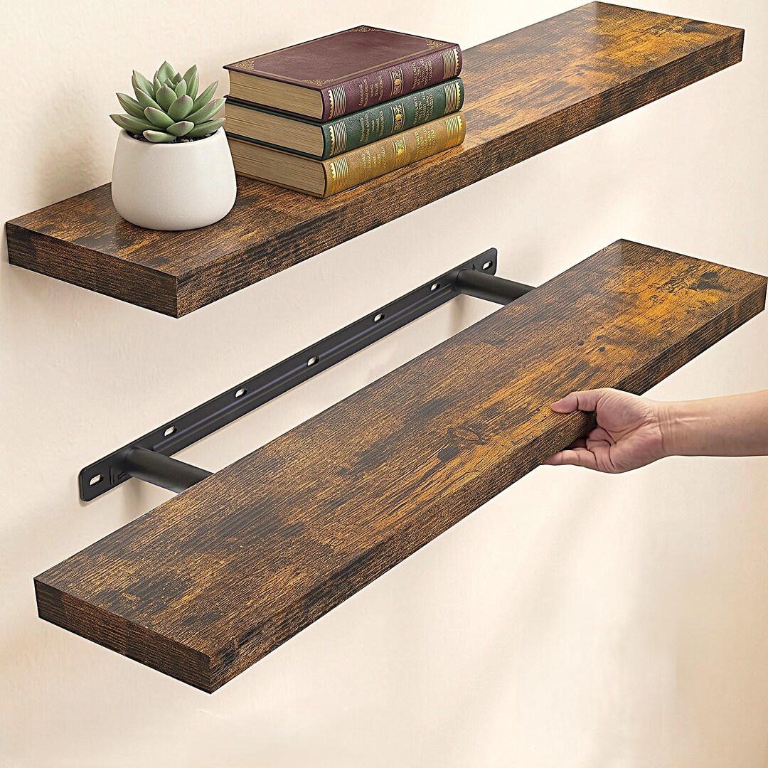 Handmade Floating Wall Shelves Set of 2 | Rustic Wood Corner Shelf ...