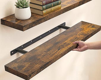 Handmade Floating Wall Shelves Set of 2 | Rustic Wood Corner Shelf |  Corner Shelf Decor for Bedroom, Kitchen