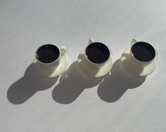 3PC Plastic White Mug Charms, Miniature Coffee Mugs w/ or w/o Coffee