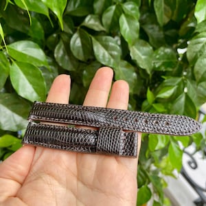 Äkta mörkbrunt Lizard-klockarmband 16 mm, exotiskt läderarmband, snabbkoppling