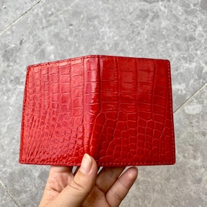 Red Handmade Alligator Leather Business Card Holders, Christmas Gift, Birthday Gift