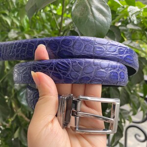Width 1” - Handmade Blue Genuine Belly Alligator Leather Women Belt Gift For Her Golf Accessories