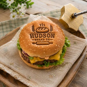 Anpassad logotypbränningsjärn, personlig elektrisk matmärkningsstämpel för hamburgare, bröd, grill och handgjort, present till hans.