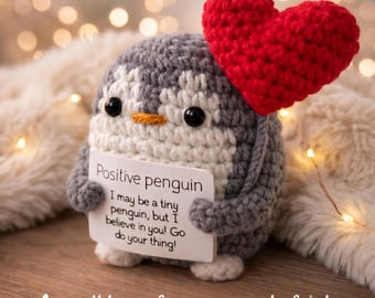 Regalo positivo a forma di pinguino per papà / Regalo "Credo in te papà" / Regalo di supporto emotivo all'uncinetto / Regalo per la festa del papà da figlia e figlio