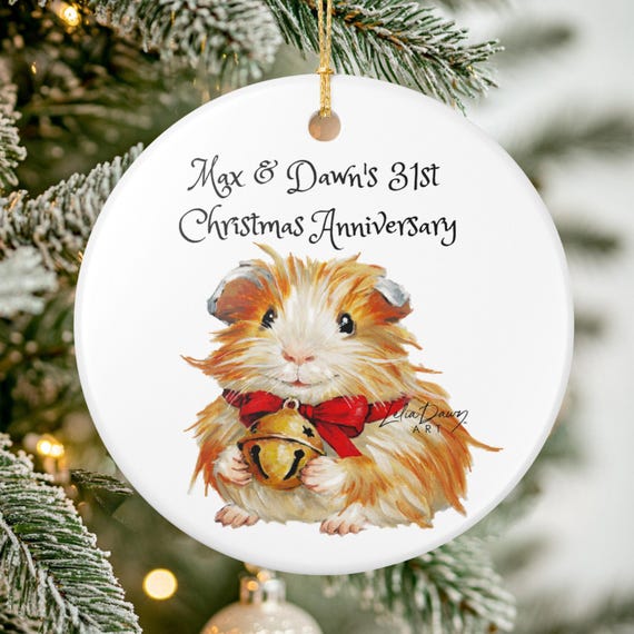 Guinea Pig Christmas Ornament • Personalized Small Pet Name Holiday Decor • Cute Grandkid Gift Stocking Stuffer Keepsake