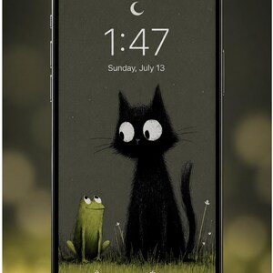 Black Cat Live Wallpaper Cute Frog Animated Lock Screen Phone Background Funny Big Eyes Cottagecore Android Video Download