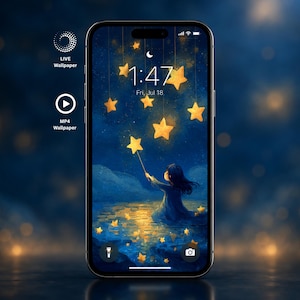 Stars Live Wallpaper Animated Lock Screen Phone Background Fantasy Night Sky Watercolor Aesthetic Android Video Download Dreamy