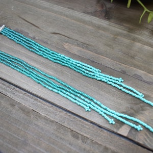 Teal and silver ombre beaded fringe earrings, bohemian style earrings, long earrings, ombre shoulder duster, shades of green earrings image 6