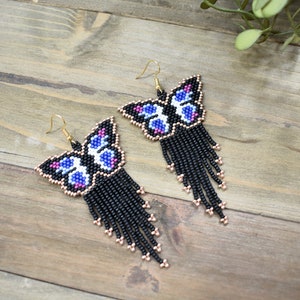 Beaded Butterfly Earrings: Miyuki Seed Beads, 18k Gold Hooks