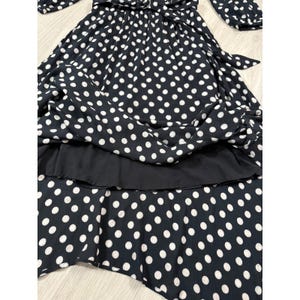 Maeve Anthropologie Polka Dot Handkerchief Hem Belted Midi Dress Black White 2 image 5