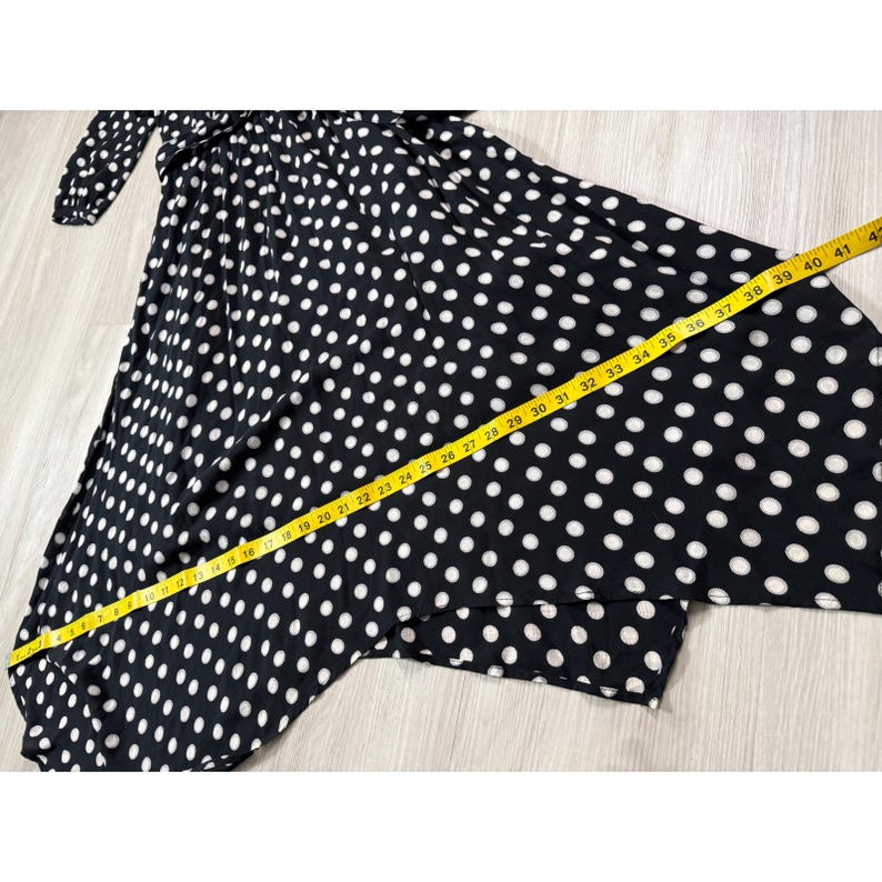 Maeve Anthropologie Polka Dot Handkerchief Hem Belted Midi Dress Black White 2 image 6