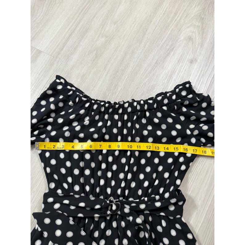Maeve Anthropologie Polka Dot Handkerchief Hem Belted Midi Dress Black White 2 image 9