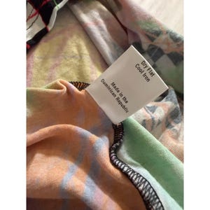 BruceGlen Checkered Graffiti Print Long Sleeve Top Multicolor Large L Tencel image 11