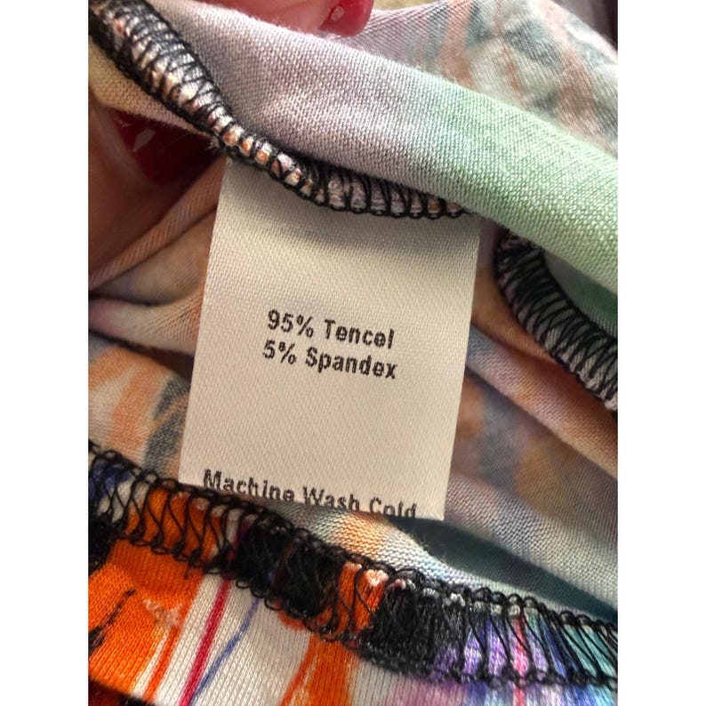 BruceGlen Checkered Graffiti Print Long Sleeve Top Multicolor Large L Tencel image 4