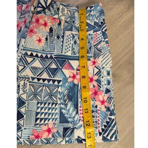 Tommy Bahama Womens Size 4 Blue Pink Geometric Floral Tribal Print Cotton Shorts image 6