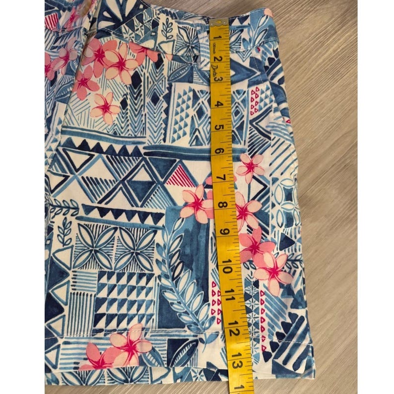 Tommy Bahama Womens Size 4 Blue Pink Geometric Floral Tribal Print Cotton Shorts image 6