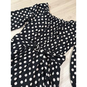 Maeve Anthropologie Polka Dot Handkerchief Hem Belted Midi Dress Black White 2 image 12