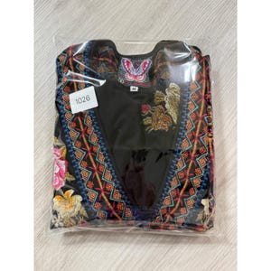 Johnny Was Los Angeles Black Embroidered Cotton V-Neck Boho Dress Womens M image 8