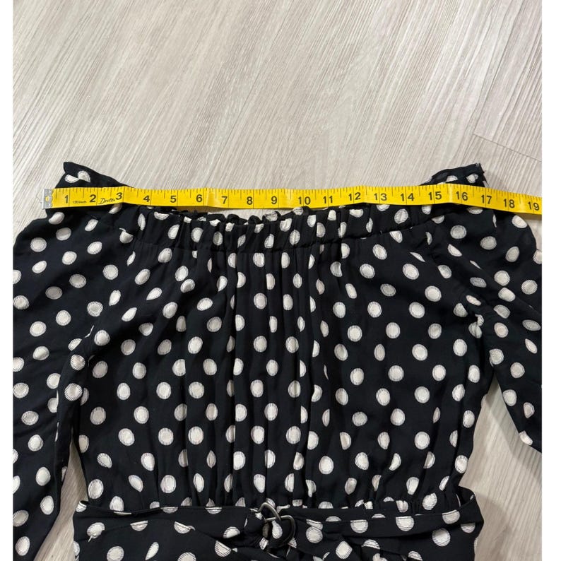 Maeve Anthropologie Polka Dot Handkerchief Hem Belted Midi Dress Black White 2 image 4