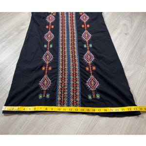 Johnny Was Los Angeles Black Embroidered Cotton V-Neck Boho Dress Womens M image 5