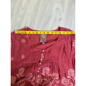 ジョニー・ワズ・レッド 花柄刺繍ベビードールブラウス ボヘミアン風長袖 レディース S 画像 8