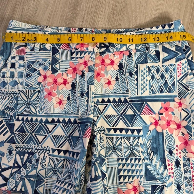 Tommy Bahama Womens Size 4 Blue Pink Geometric Floral Tribal Print Cotton Shorts image 10