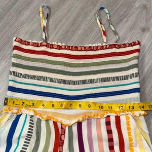 Farm Rio Anthropologie Striped Smocked Wide Leg Jumpsuit Multi S Petite 276924 image 8