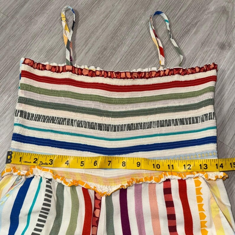 Farm Rio Anthropologie Striped Smocked Wide Leg Jumpsuit Multi S Petite 276924 image 8