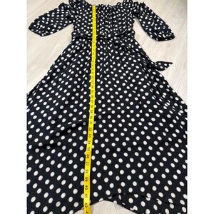 Maeve Anthropologie Polka Dot Handkerchief Hem Belted Midi Dress Black White 2 image 7