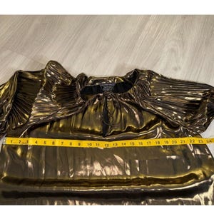 Johnny Was JADE Gold Metallic Pleated Balloon Sleeve Blouse L16223-O Womens M image 7