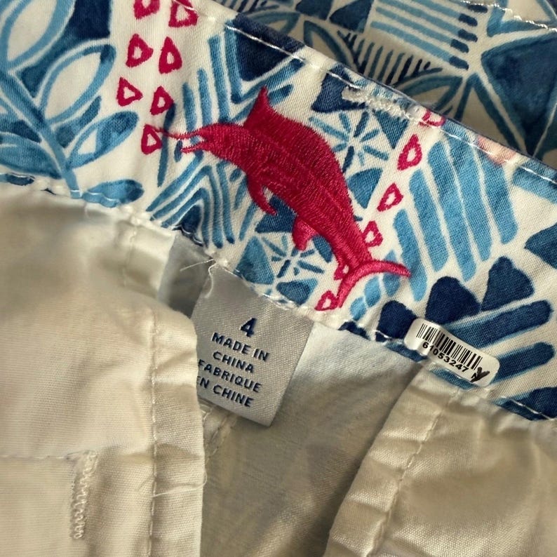 Tommy Bahama Womens Size 4 Blue Pink Geometric Floral Tribal Print Cotton Shorts image 3