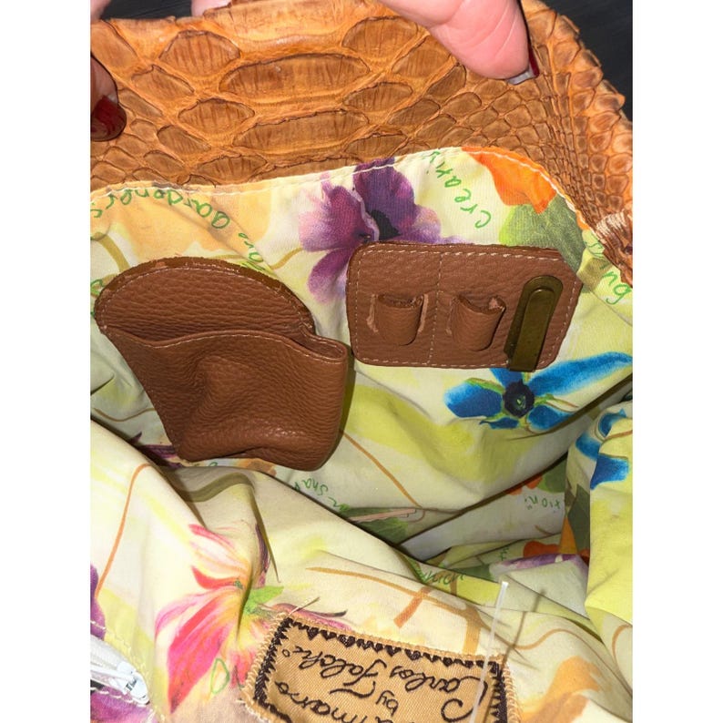 Carlos Falchi Tragetasche aus Python-Krokodilleder-Patchwork, braunes exotisches Leder, handgefertigt Bild 4