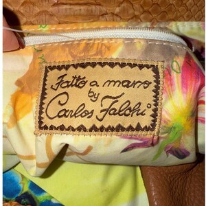 Carlos Falchi Tragetasche aus Python-Krokodilleder-Patchwork, braunes exotisches Leder, handgefertigt Bild 3