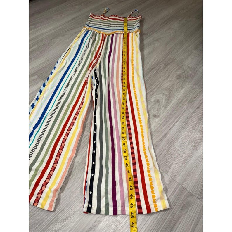 Farm Rio Anthropologie Striped Smocked Wide Leg Jumpsuit Multi S Petite 276924 image 6