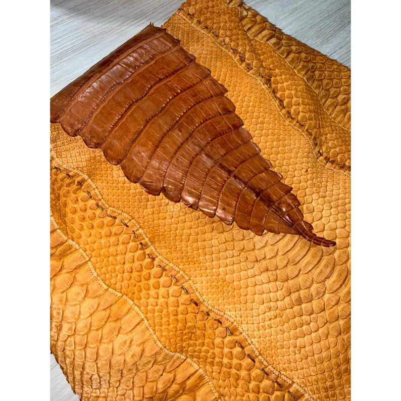 Carlos Falchi Tragetasche aus Python-Krokodilleder-Patchwork, braunes exotisches Leder, handgefertigt Bild 10