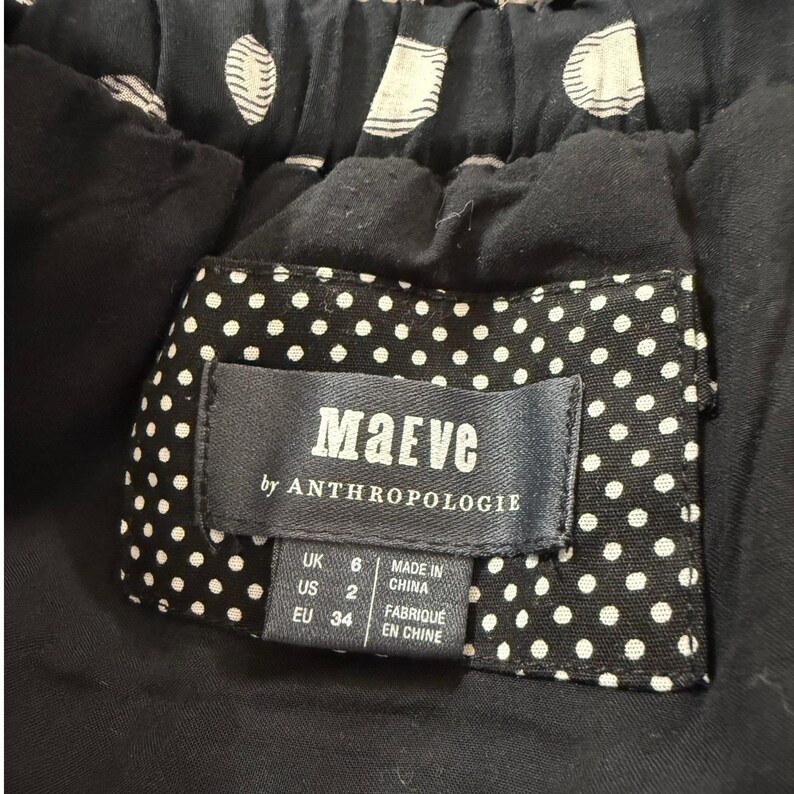 Maeve Anthropologie Polka Dot Handkerchief Hem Belted Midi Dress Black White 2 image 3