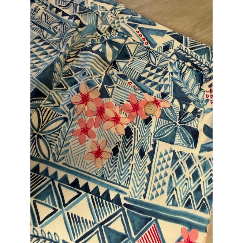 Tommy Bahama Womens Size 4 Blue Pink Geometric Floral Tribal Print Cotton Shorts image 12