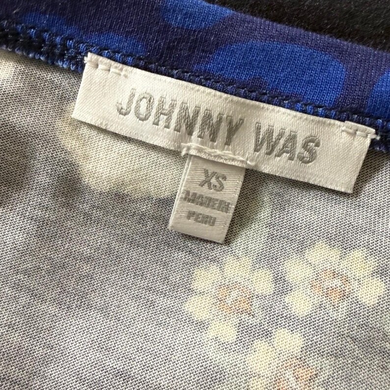Johnny Was Minikleid aus Pima-Baumwolle und Modal-Strick mit Blumenmuster, marineblau, Größe XS, Kurzarm Bild 3