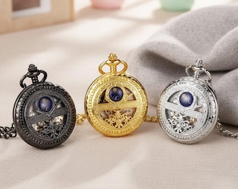 Celestial Mechanical Pocket Watch Vintage Moon Star Pendant Steampunk Antique Gift