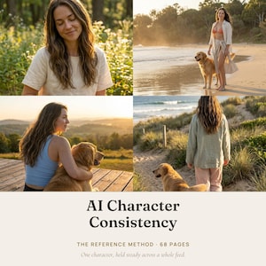 AI Character Consistency Guide, The Reference Method That Keeps One AI Face The Same In Every Image, 68 Pages, Instant Download