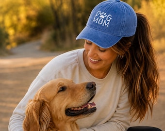 Gorra para mamás perrunas / Gorra de béisbol bordada / Regalo para mamás perrunas / Estilo vintage lavado / 15 colores / Gorra para mamás perrunas