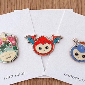 Pokémon Inspired Bao Enamel Pin | Charizard, Venusaur & Blastoise Bao | Cute Kawaii Hard Enamel Pin | Fan Art Gift