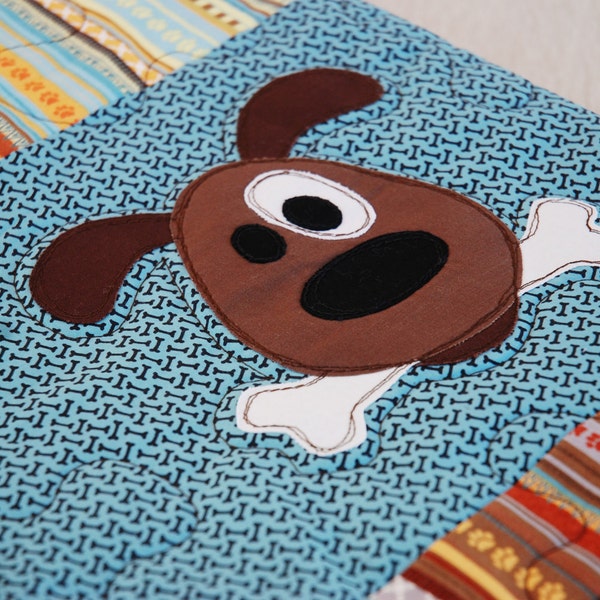 Dog Baby Boy Toddler Quilt Crib Bedding in Max and Whiskers