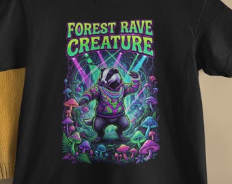 Forest Rave Creature Tee | Neon Monster Mushroom Party