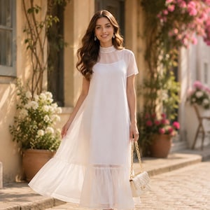 sheer white dress flowy Flowy Sexiest White Dresses Modern Sexy A-Line Boho Sheer Long Sleeve Summer Wedding Dress